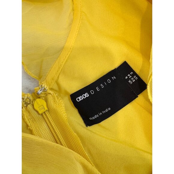 New ASOS Design Women's Size US 2 Yellow Ruffled Maxi Dress With Layered Skirt - Picture 2 of 11